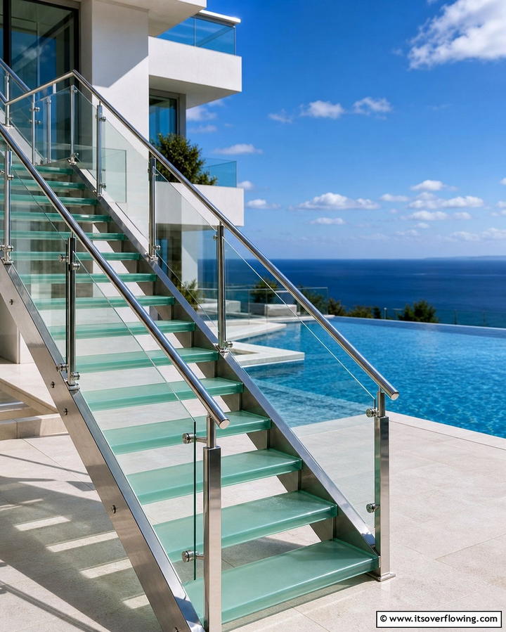 Glass Accented Steps - 25 Patio Steps Ideas to Enhance Your Outdoor Space