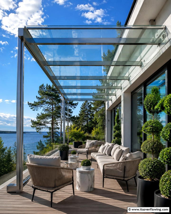 Glass Awning with Metal Frame - 25 Stunning Deck Awning Ideas for Outdoor Living
