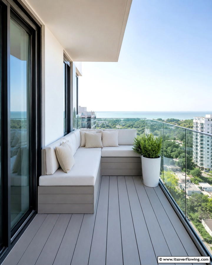 Glass Balconies with Built In Seating - 25 Glass Balcony Design Ideas for Modern Homes