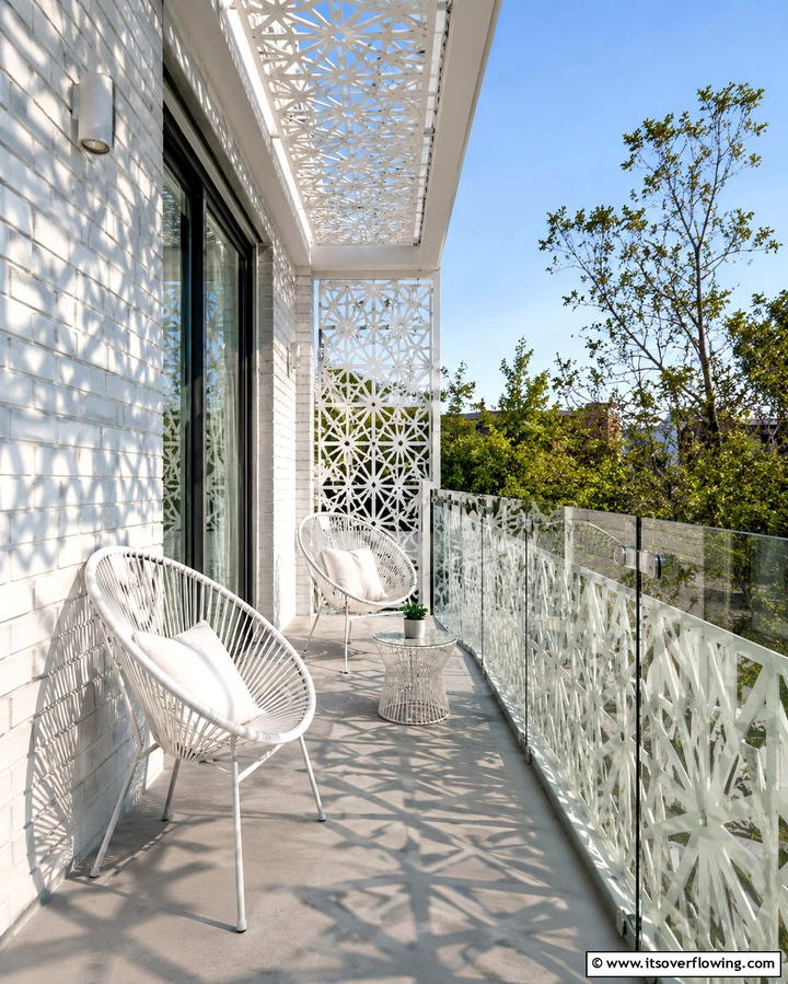 Glass Balconies with Laser Cut Metal Accents - 25 Glass Balcony Design Ideas for Modern Homes