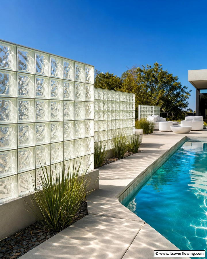 Glass Blocks for a Unique Design - 20 Pool Deck Railing Ideas for Safety and Style