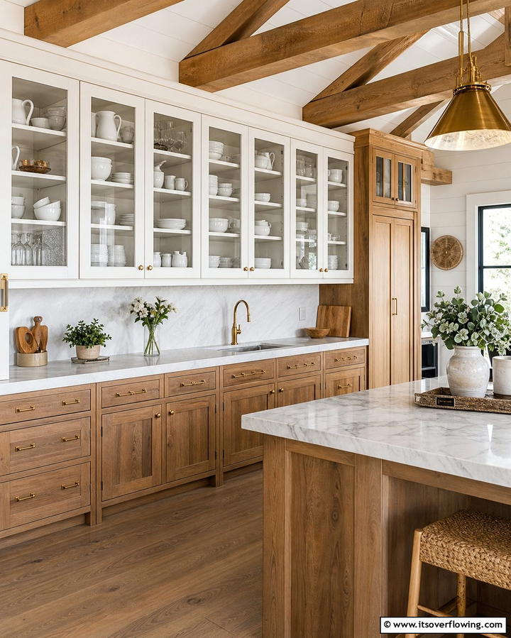 Glass Cabinet Doors - 25 Barndominium Kitchen Ideas for a Rustic and Modern Space