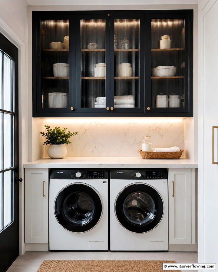 Glass Cabinet DoorsExact - 25 Laundry Closet Ideas for Small Spaces