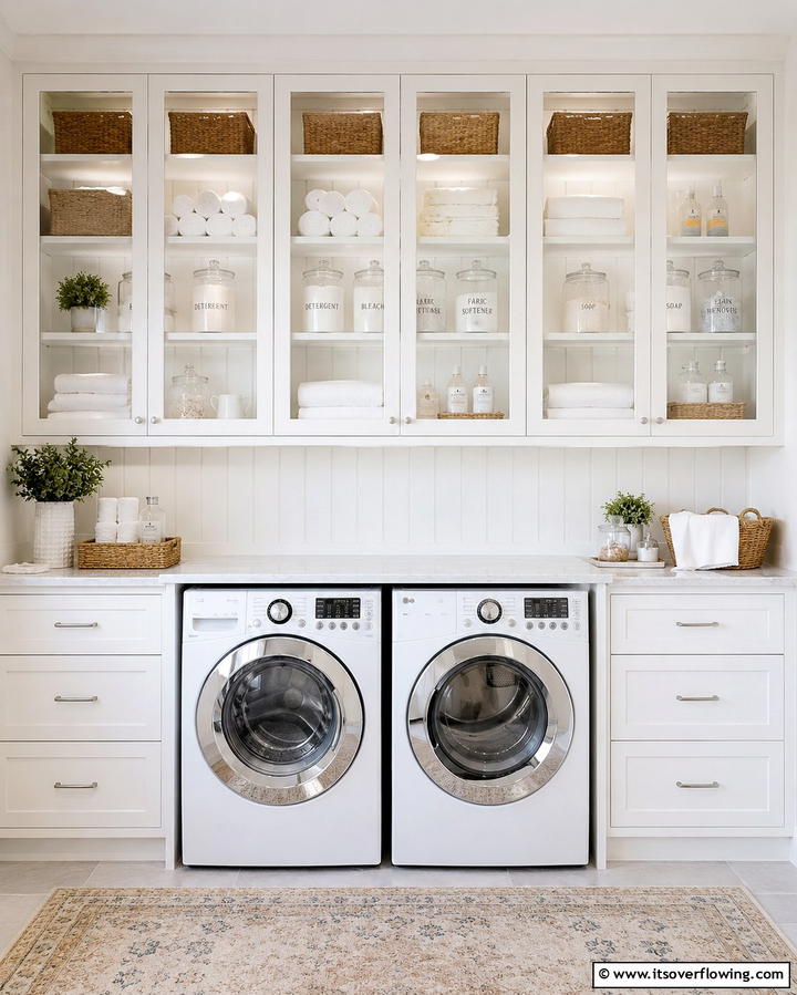 Glass Cabinet DoorsOne - 25 Laundry Closet Ideas for Small Spaces