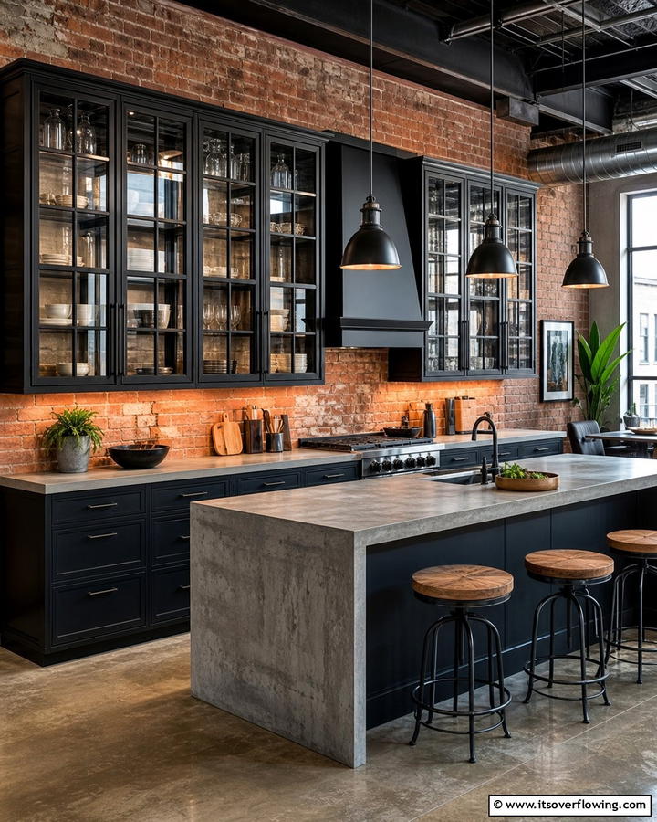 Glass Cabinets with Metal Grids - 20 Modern Style Glass Kitchen Cabinets for a Sleek Look