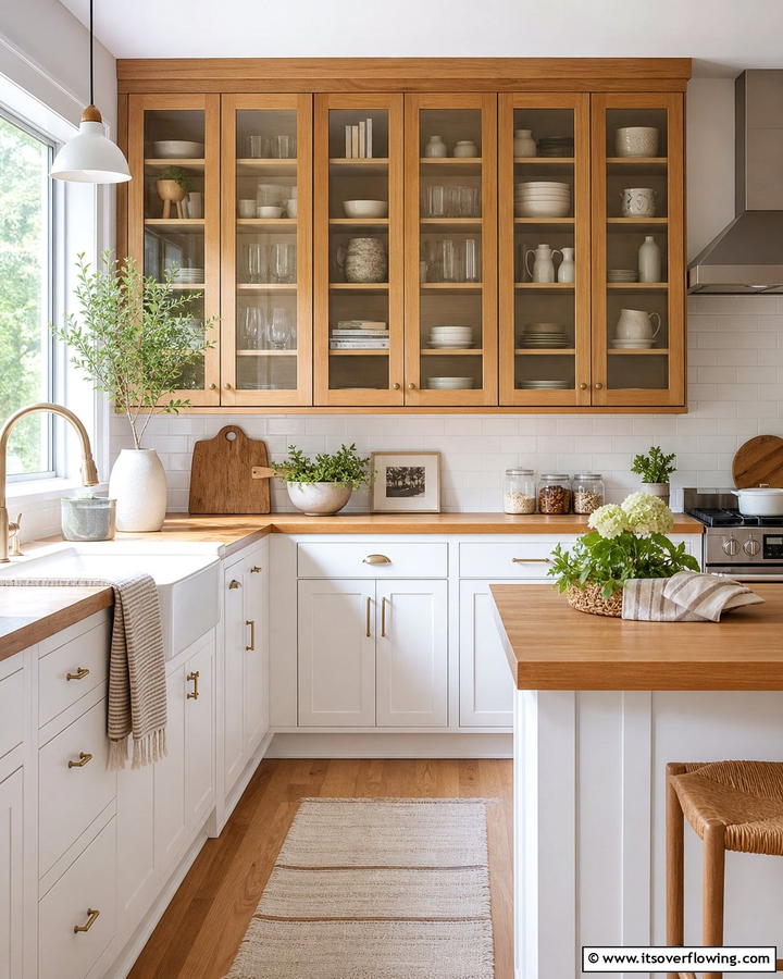 Glass Cabinets with Wooden Frames - 20 Modern Style Glass Kitchen Cabinets for a Sleek Look