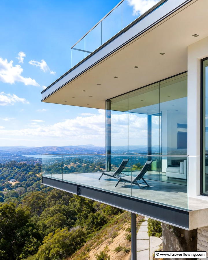 Glass Cantilever Balcony for Panoramic Views - 20 Cantilever Balcony Ideas for Modern Homes