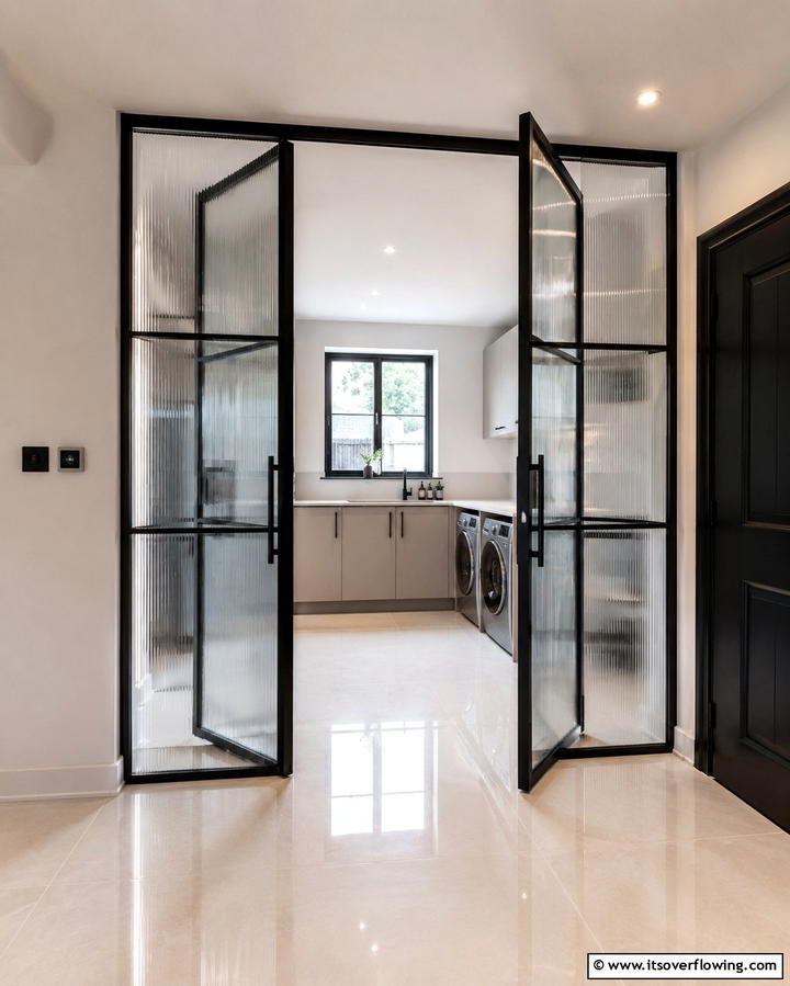 Glass Doors for an Open and Airy Feel - 25 Modern Laundry Room Ideas for a Functional Space