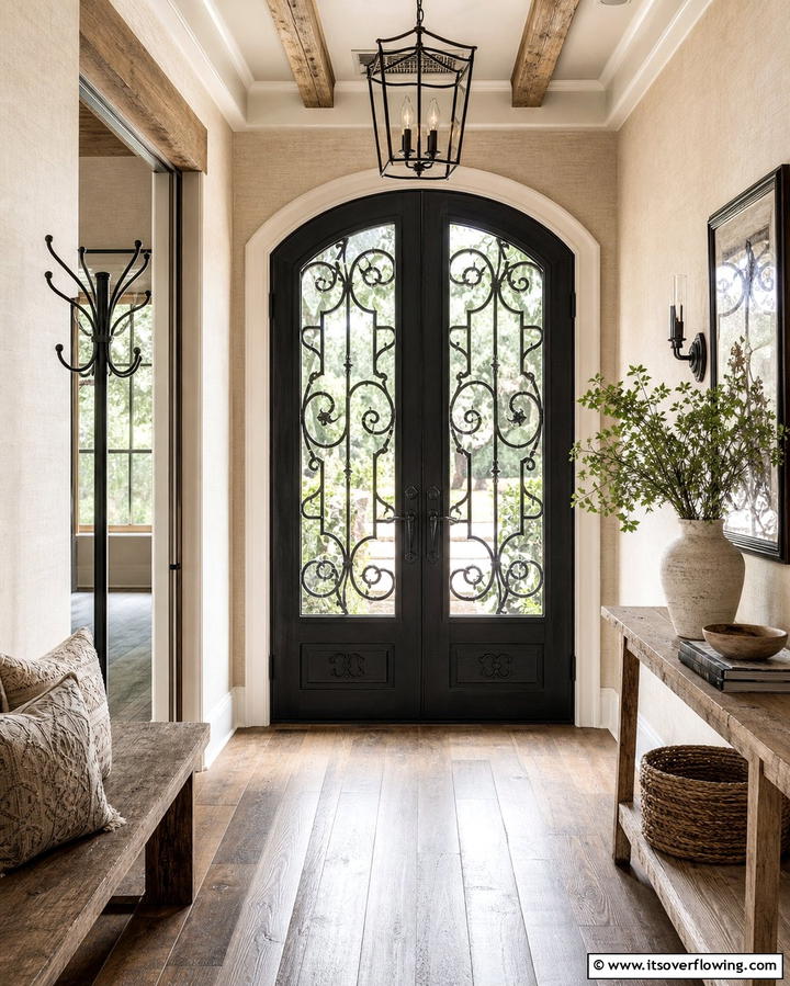 Glass Doors with Ironwork Accents - 25 Glass Front Doors Ideas to Brighten Your Entryway