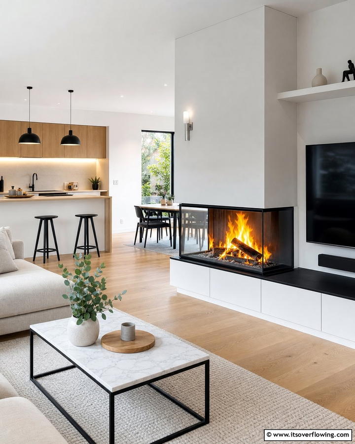Glass Enclosed Fireplace for Modern Elegance - 20 Scandinavian Fireplace Ideas for Cozy Homes