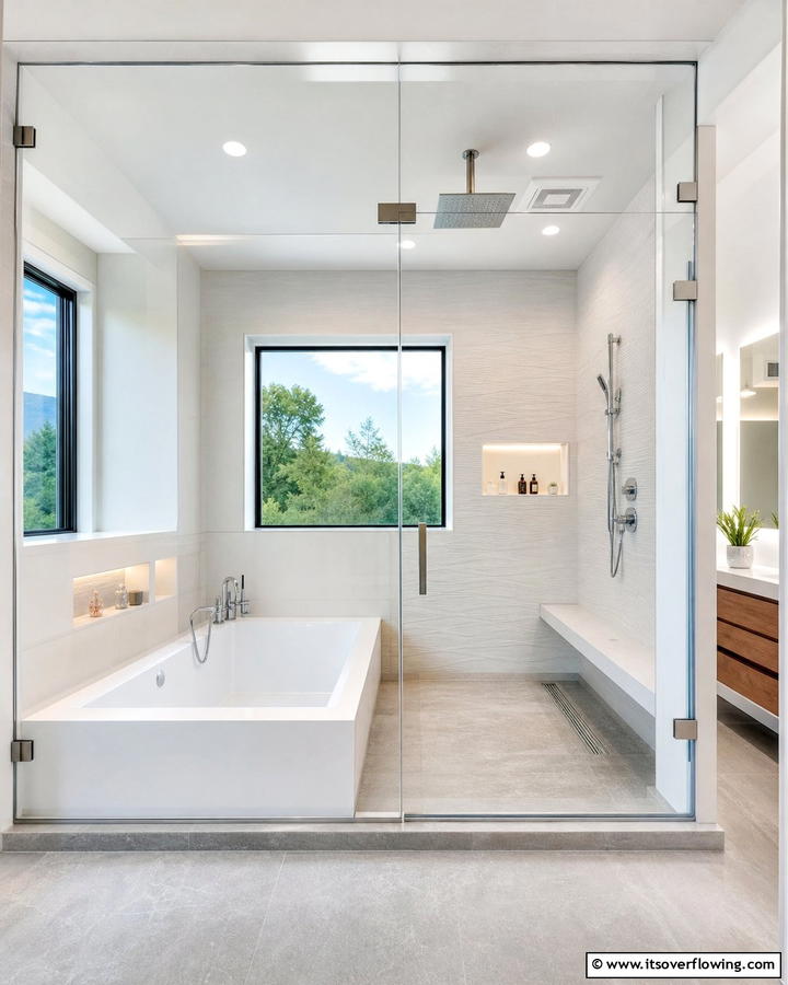 Glass Enclosed Haven - 30 Tub-Shower Combo Ideas for Space-Efficient Bathrooms