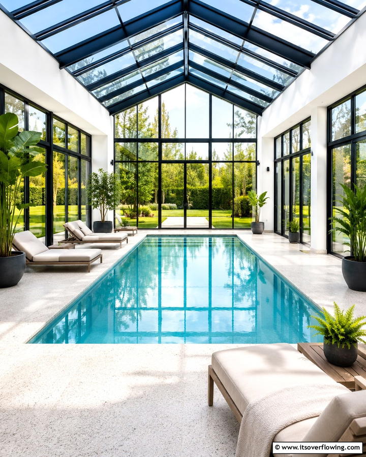Glass Enclosed Indoor PoolOne - 25 Luxurious Indoor Pool Ideas for Year-Round Relaxation