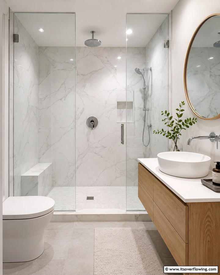 Glass Enclosure for a Spacious Feel - 25 Small Bathroom Walk-in Shower Ideas for Compact Spaces