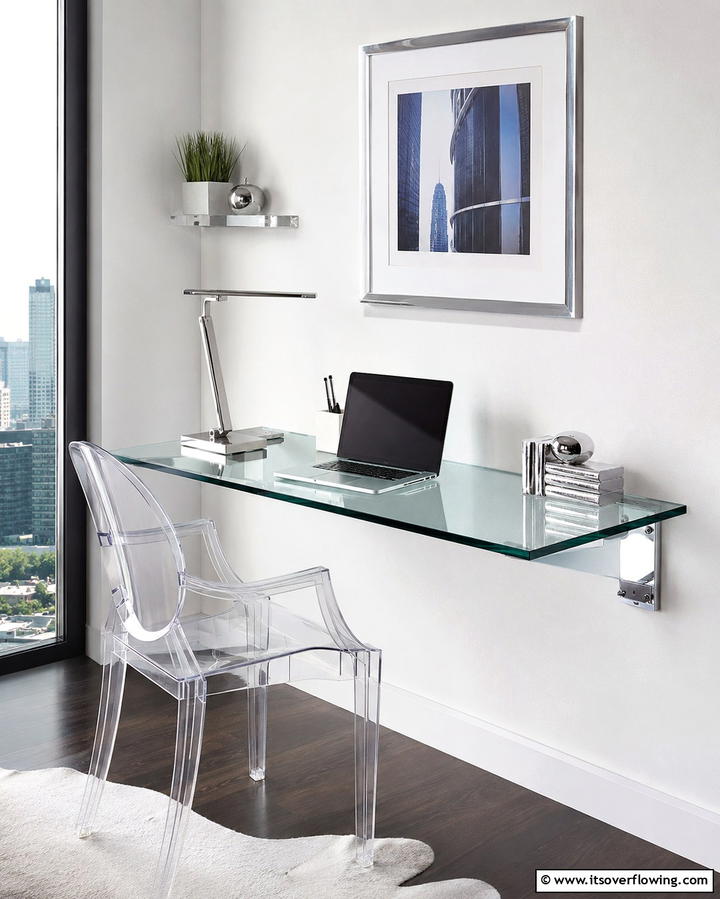 Glass Floating Desk for a Modern Touch - 25 Floating Desk Ideas for Modern Home Offices