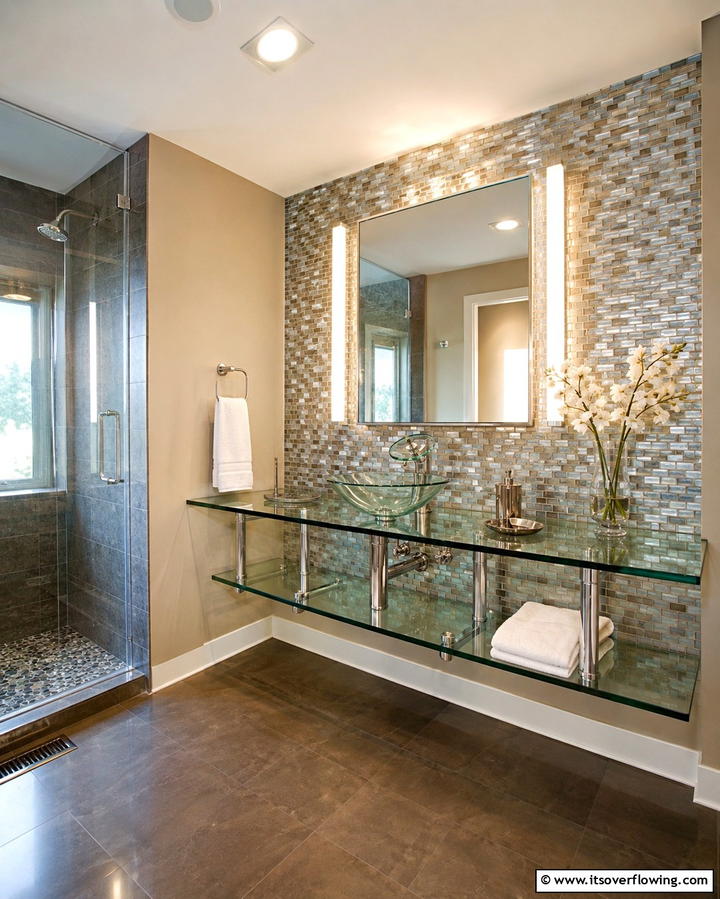 Glass Floating Vanity - 25 Floating Vanity Bathroom Ideas for a Modern and Sleek Look