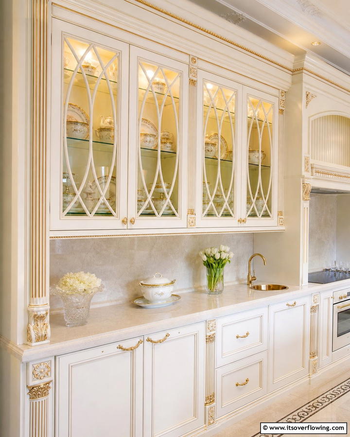 Glass Front Cabinet Doors - 25 Traditional Kitchen Ideas for Timeless Elegance
