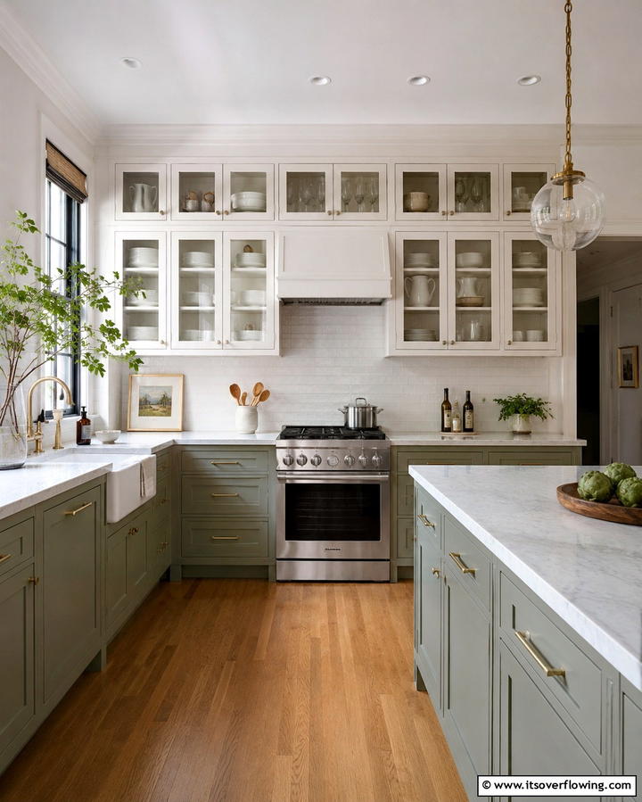 Glass Front Cabinets - 20 Townhouse Kitchen Ideas for Small Spaces