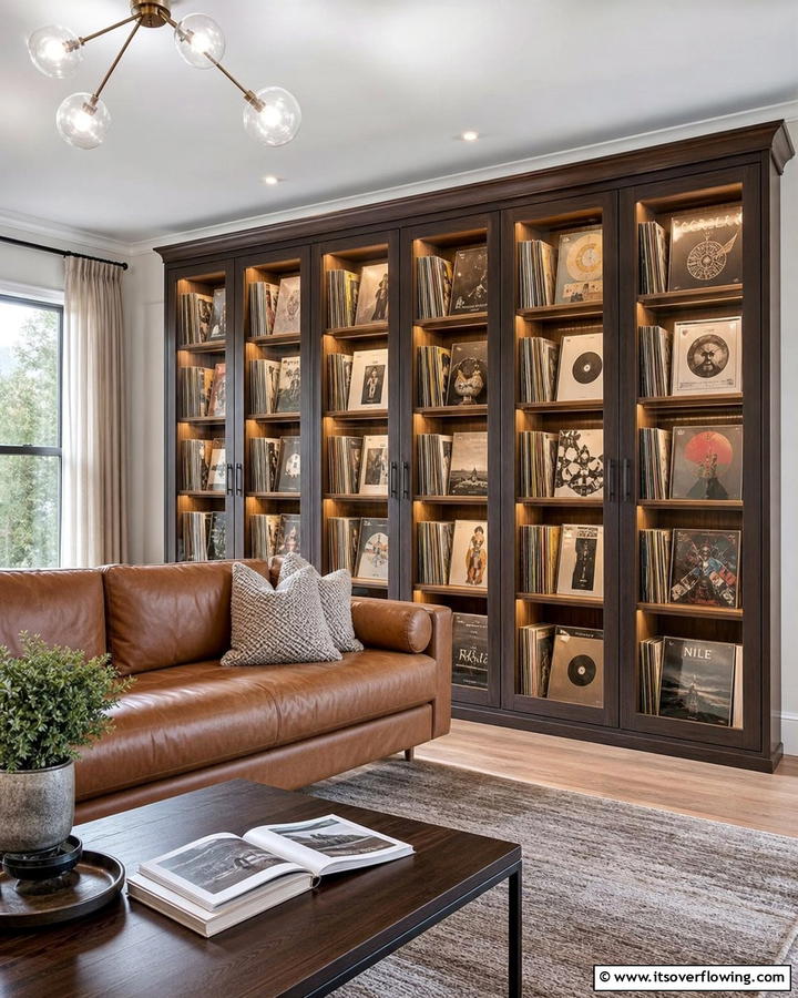 Glass Front Cabinets - 20 Vinyl Record Storage Ideas for Music Lovers