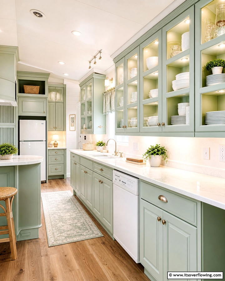Glass Front Cabinets - 25 Mobile Home Kitchen Ideas for Stylish Living