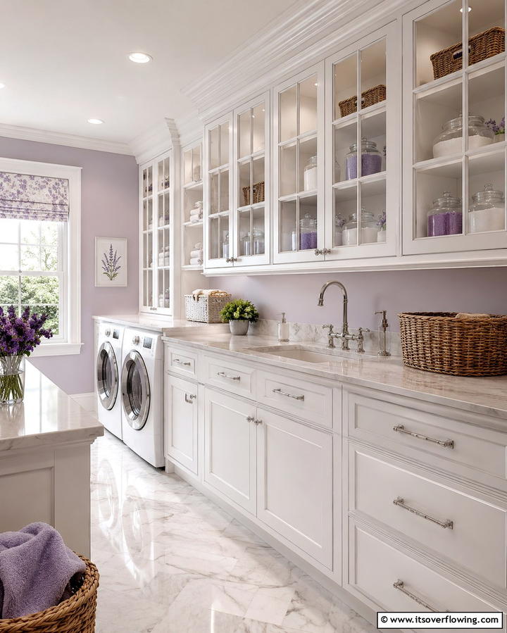 Glass Front Cabinets for a Chic Display - 25 Laundry Room Cabinet Ideas for Organization