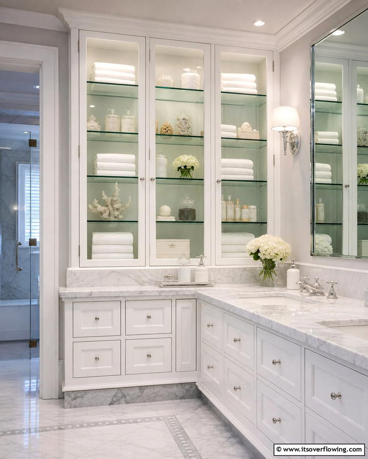 Glass Front Cabinets for a Stylish Display - 25 Bathroom Cabinet Ideas for Organized Spaces