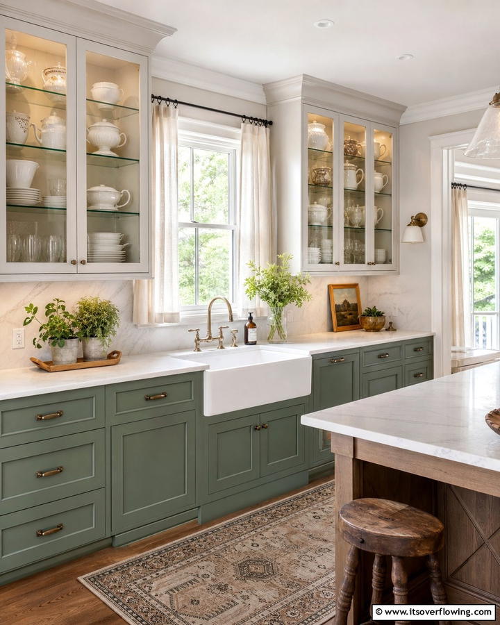 Glass Front Cabinets - 20 Cozy Kitchen Ideas to Make Your Space Warm and Inviting