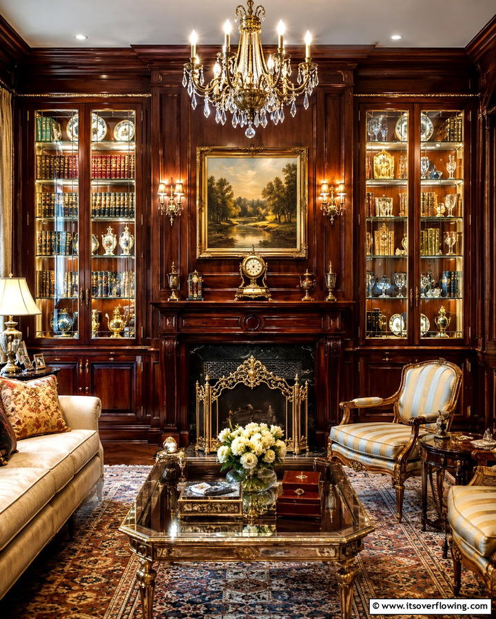 Glass Fronted Cabinets for a Refined Touch - 30 Fireplace with Bookshelves Ideas for Cozy Literary Nooks