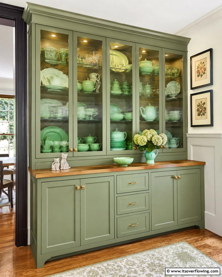 Glass Fronted Cabinets - 30 Vintage 1930s-1940s Kitchen Design Ideas & Inspiration