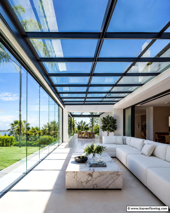 Glass Panel Ceiling - 25 Patio Ceiling Ideas for Stylish Outdoor Spaces