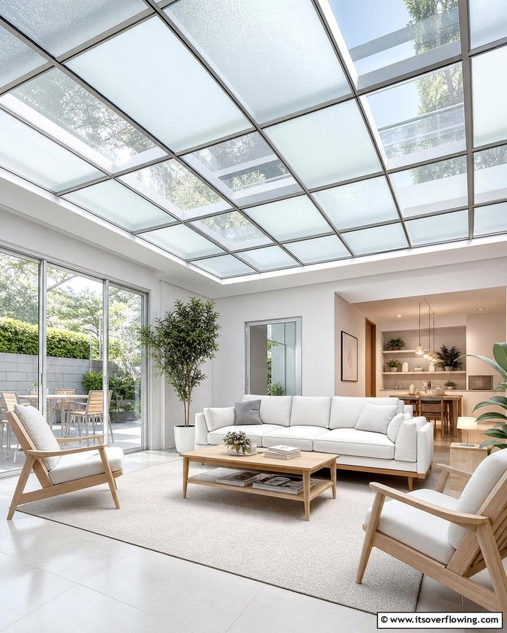 Glass Panel Ceiling - 20 Living Room False Ceiling Design Ideas to Elevate Your Space