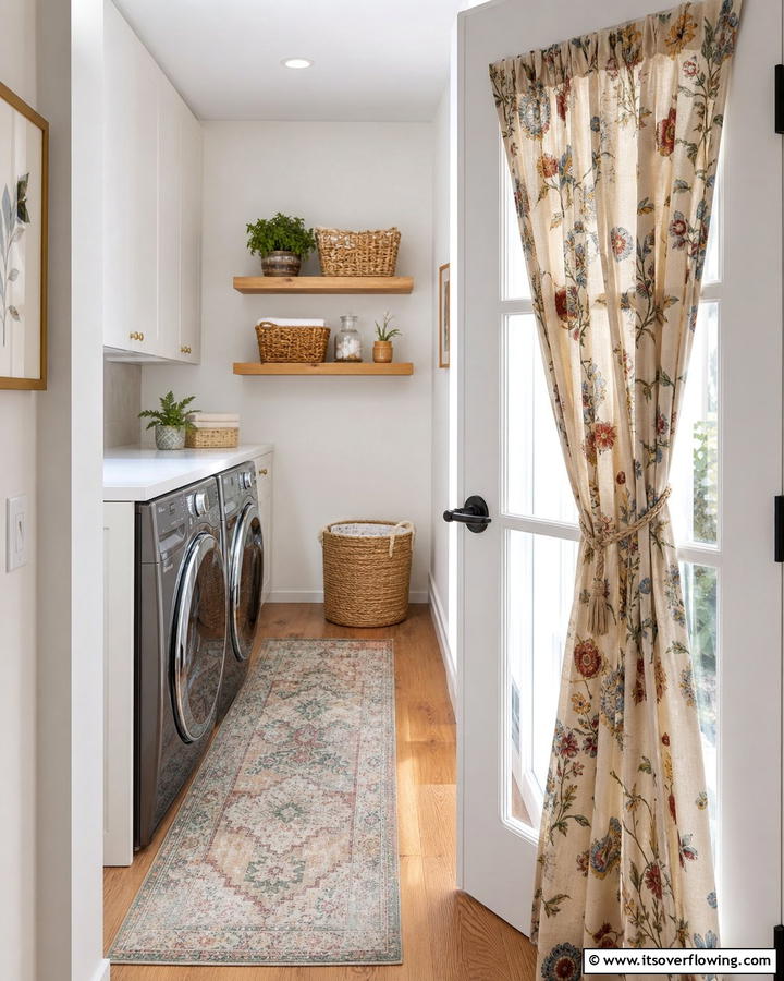 Glass Panel Door with Curtains - 20 Laundry Room Door Ideas for a Stylish and Functional Space