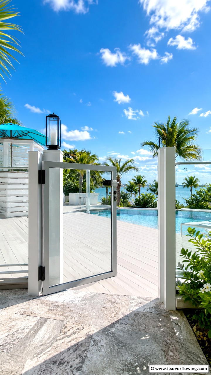Glass Panel Elegance - 30 Deck Gate Ideas for Safety and Outdoor Style
