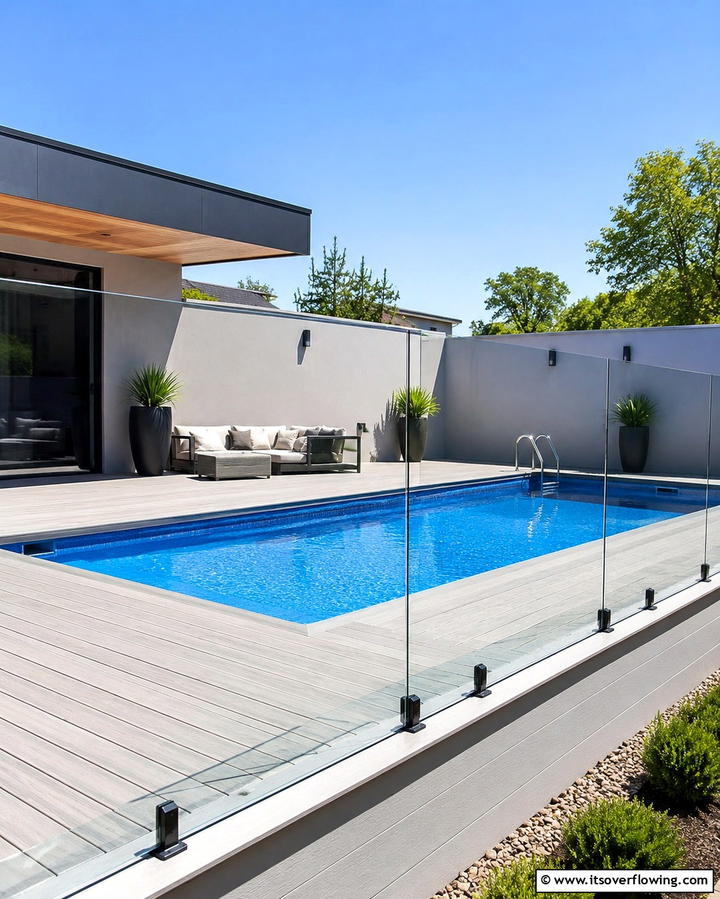 Glass Panel FencingOne - 25 Semi Inground Pool Ideas for a Stunning Backyard