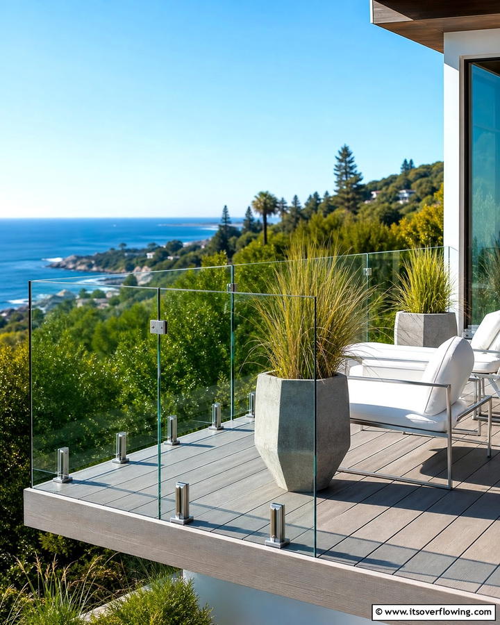 Glass Panel Railing for Modern Look - 21 Deck Railing Ideas for Style and Safety