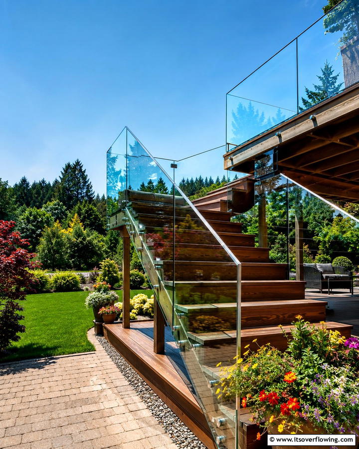 Glass Panel Railings - 25 Deck Steps Ideas for a Safe and Stylish Entry