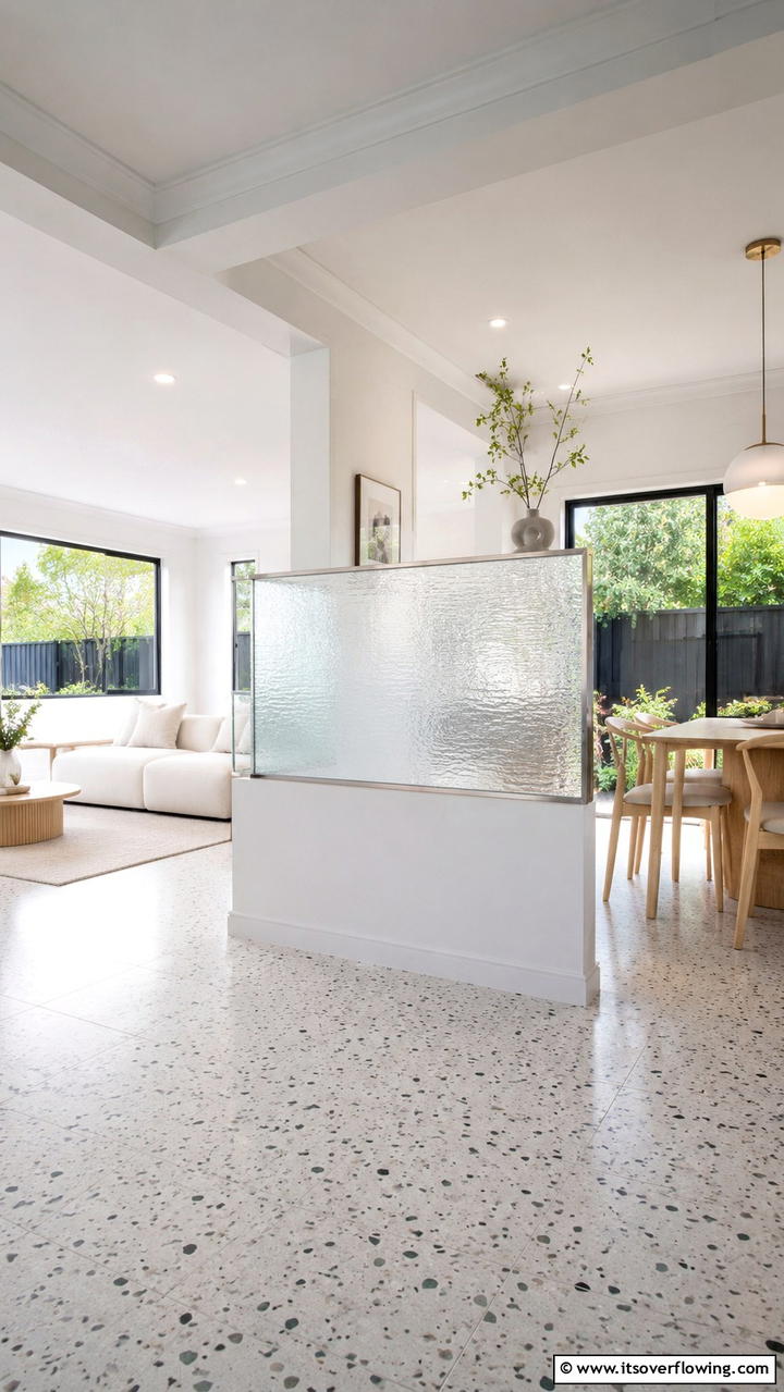 Glass Partition Feature - 30 Half Wall Ideas- Modern Room Dividers & Design Tricks