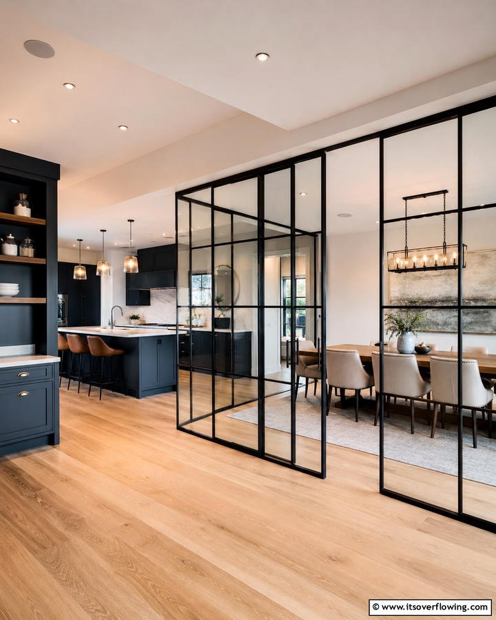 Glass Partitions for Subtle Division - 25 Kitchen Diner Ideas for a Functional and Stylish Space