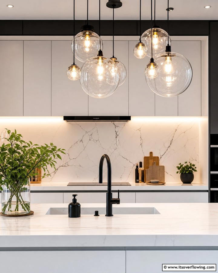 Glass Pendant Lights for a Modern Touch - 20 Kitchen Sink Lighting Ideas for a Brighter Space