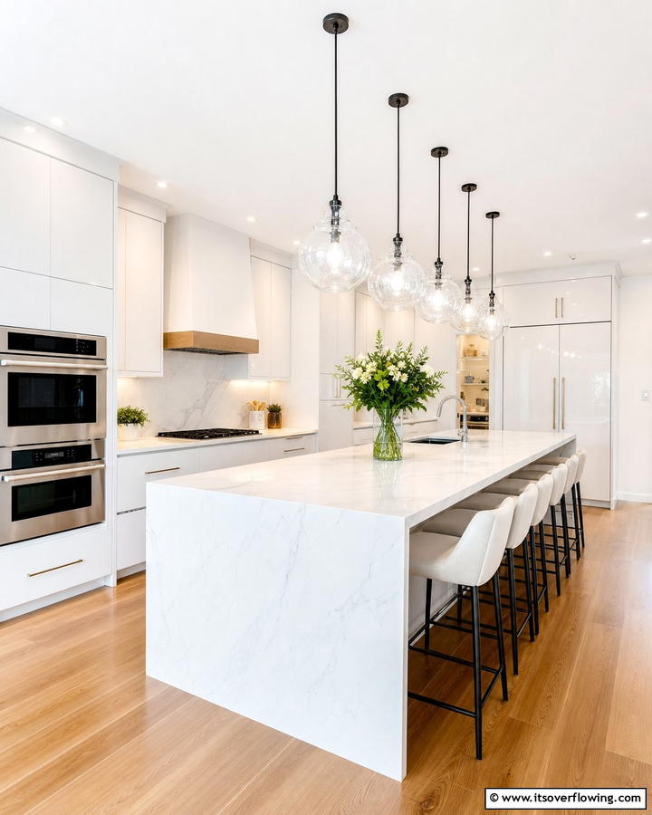 Glass Pendant Sleekness - 30 Kitchen Island Lighting Ideas to Illuminate Your Space