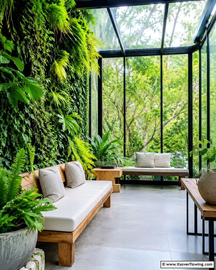 Glass Porch with Vertical Gardens - 25 Glass Porch Design Ideas for a Bright and Airy Space