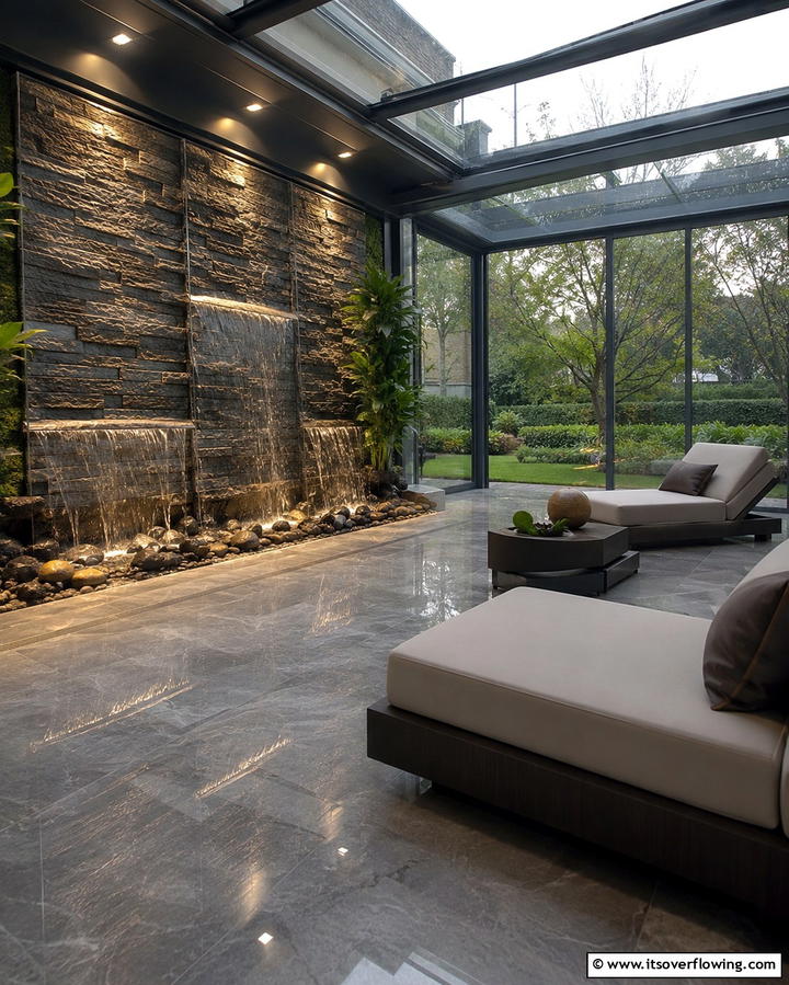 Glass Porch with Water Features - 25 Glass Porch Design Ideas for a Bright and Airy Space