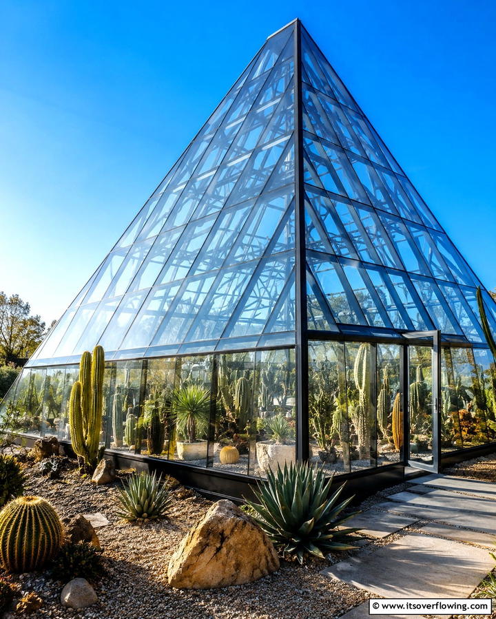 Glass Pyramid Greenhouse - 25 Fantasy Greenhouse Ideas for a Magical Garden Escape