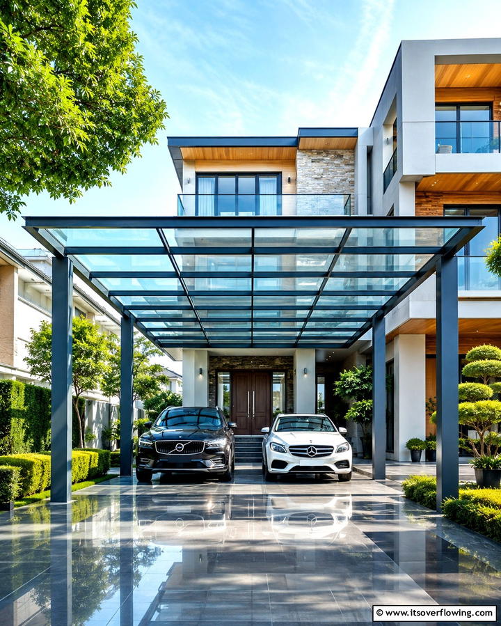Glass Roof Car PorchExact - 25 Car Porch Design Ideas for a Welcoming Entrance