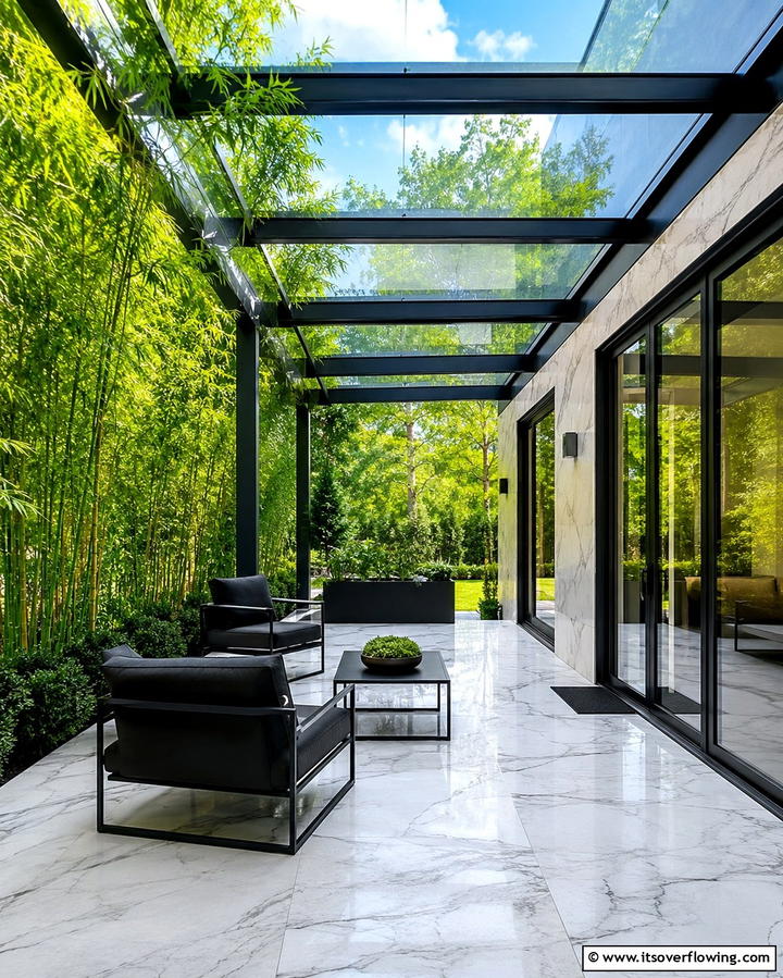 Glass Roof for Contemporary Elegance - 25 Front Porch Roof Ideas- Enhance Your Home’s Curb Appeal