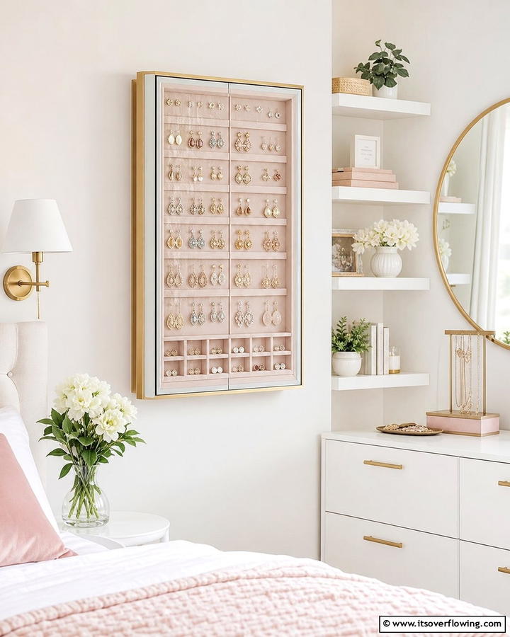 Glass Shadow Box - 20 Earring Storage Ideas to Keep Your Jewelry Organized