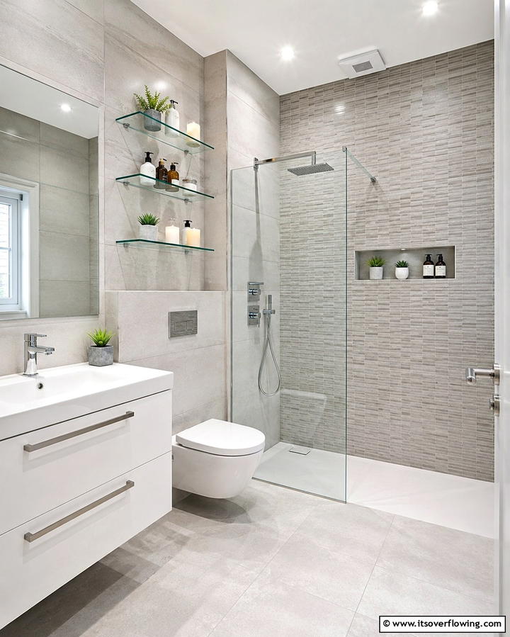 Glass Shelf Accents - 30 Small Bathroom Shelving Ideas for Smart Storage