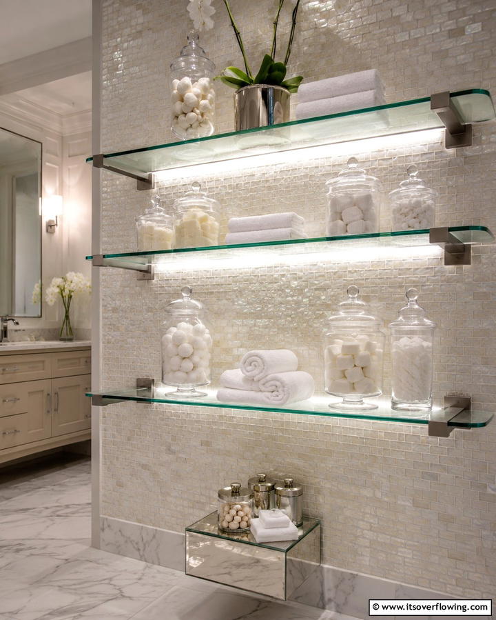 Glass Shelves for a Modern Look - 25 Creative Laundry Room Shelving Ideas for Organization