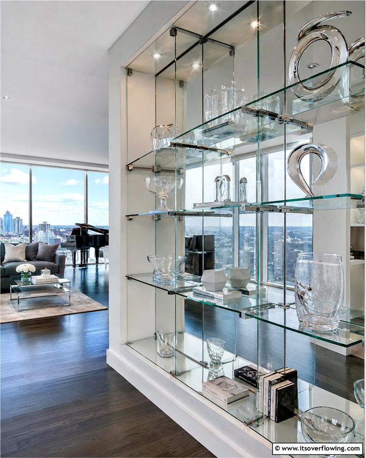 Glass Shelves for a Sleek Finish - 30 Living Room Shelf Ideas for Stylish Storage Solutions
