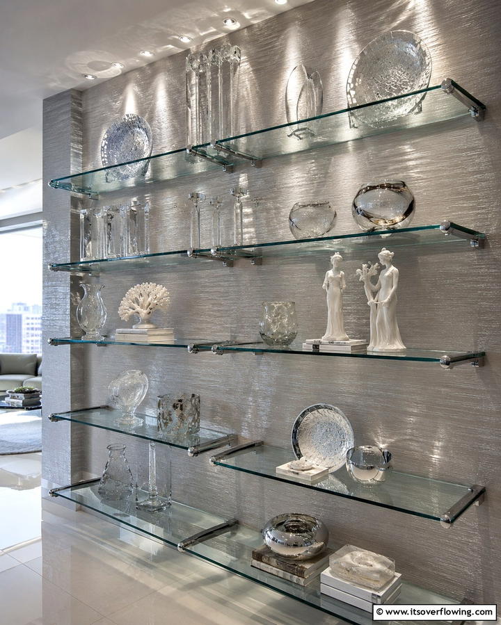 Glass Shelves for an Elegant Touch - 30 Living Room Shelf Ideas for Stylish Storage Solutions