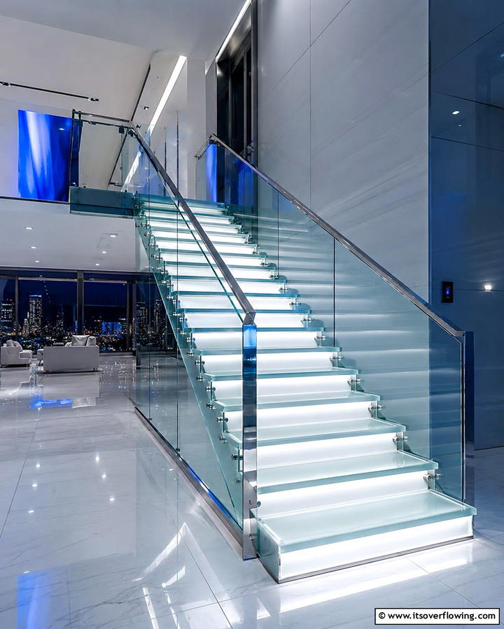 Glass Staircase Illumination - 25 Staircase Lighting Ideas to Illuminate Your Home